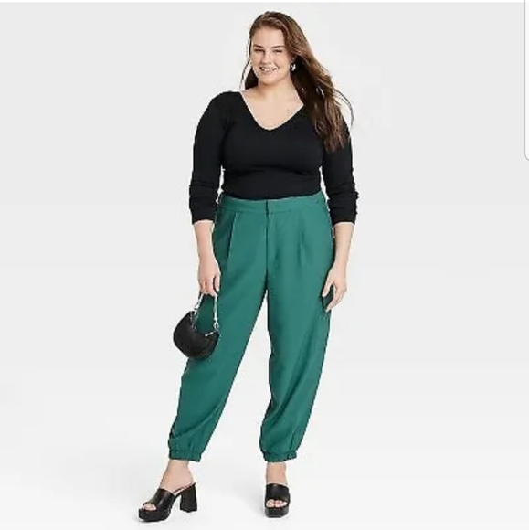 Women's High-Rise Ankle Jogger Pants - A New Day Teal 17 - Picture 2 of 6